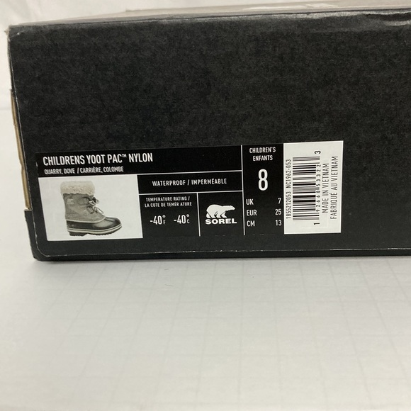 Child's Nylon Waterproof Yoot Pak Boot by Sorel Size 8 Snow Booties Black/Gray - Picture 10 of 10